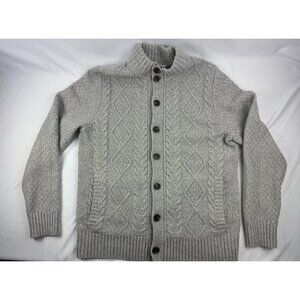 Brooks Brothers Knit Sweater Men L Gray Merino Wool Old Money Grandpa $298